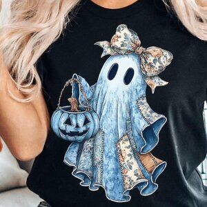 Retro Trendy Patchwork Spooky Ghost Tee